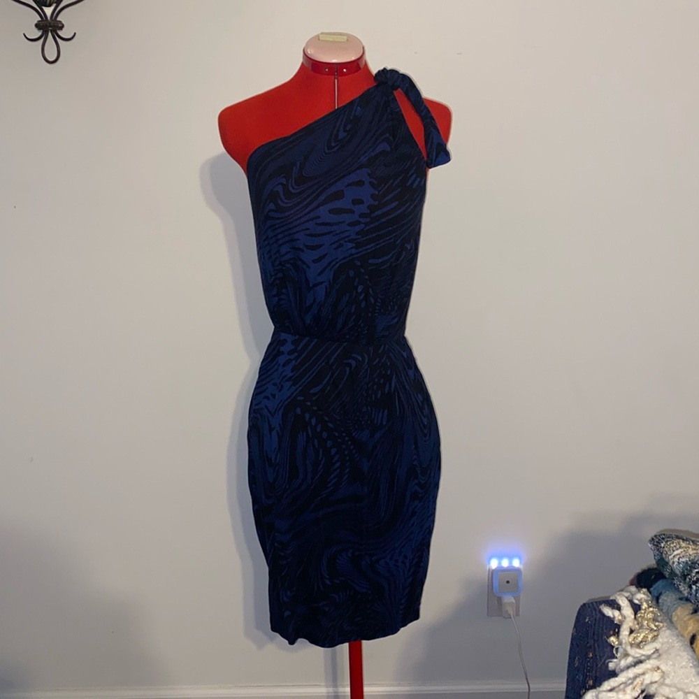 Avon Black and Blue one shoulder dress